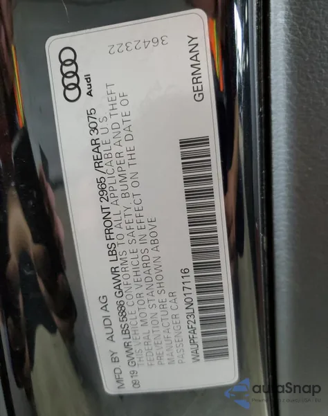 2020 Audi S7 Premium Plus из США, поврежденный, VIN WAUPFAF23LN017116